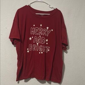 Old Navy - Red Graphic T-Shirt with 'Merry and Bright' Print - 2X
